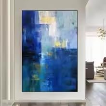 Peinture abstraite bleue de ville LMAIWANG décoration de salon 40x60cm