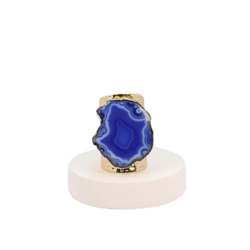 Bague en agate et laiton plaqué or pour femme, bijou bohème fait main réglable