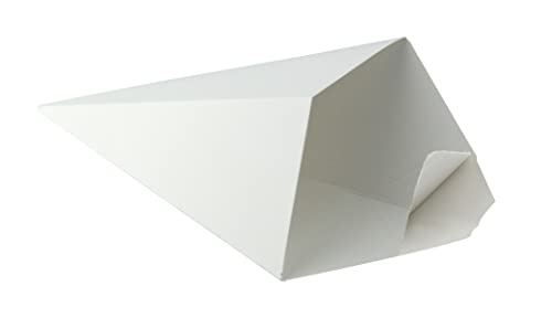 Image of PACKNWOOD 210CONFR2WH - Paper Cone Cup - White Paper Cones with Built in Dipping Sauce Compartment - Grease-Resistant, and Leak-Proof - Finger Food Cones - (8oz capacity) (8.75 x 5.25in) (Pack of 500)