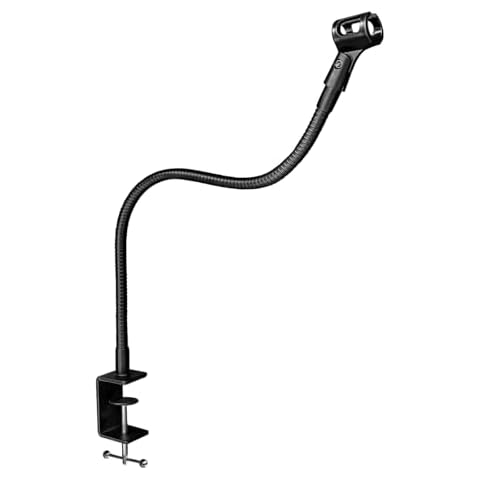 24-INCHS Flexible Gooseneck Microphone Stand with Heavy Duty Desk Clamp for Podcast, Meetings, Lectures, Radio Broadcasting Studio, Live Broadcast Equipment, TV Stations Cover