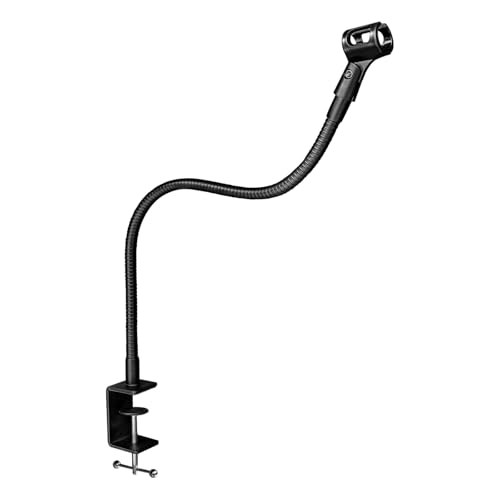 24-INCHS Flexible Gooseneck Microphone Stand with Heavy Duty Desk Clamp for Podcast, Meetings, Lectures, Radio Broadcasting Studio, Live Broadcast Equipment, TV Stations