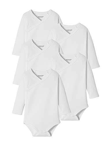 VERTBAUDET Lot de 5 bodies bébé manches longues ouverture naissance BASICS lot blanc 1M(54CM)