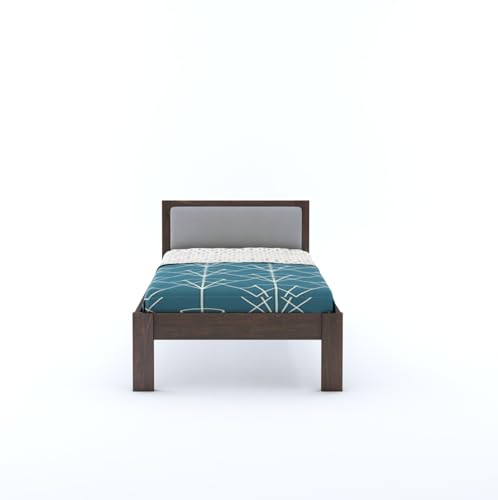 Image of BM WOOD FURNITURE Wooden Single Bed Without Storage | Single Cot Wooden Palang | Space Saving Single Size Bed for Bedroom | Solid Sheesham Wood | Walnut Finish