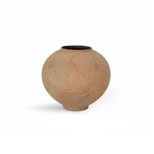 Office Decor Retro Orange Small Pottery Pot Flower Vessel Wabi-sabi Style Stoneware Vase Model Room Bed and Breakfast Window Display Ornaments Vases for Centerpieces(A)