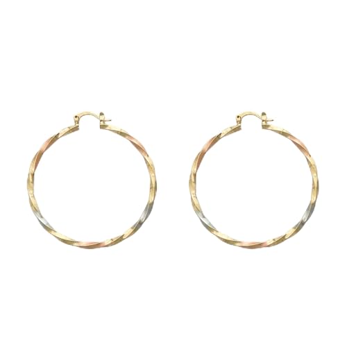 Boucles d'oreilles spirale créoles torsadées acier doré anti-allergique femme