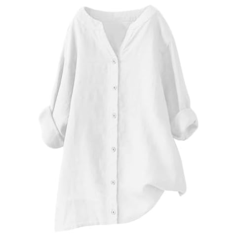 Womens Linen Tops Long Sleeve Casual Blouses Cover