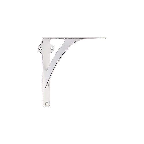 Set of 4 Shelf Brackets 9 7/8 x 7 3/8 Inches Heavy Duty Iron L Brackets with Distressed White Finish for Shelves Corner Shelf Wall Mount Bracket DIY Kitchen Shelving Right Angle Braces