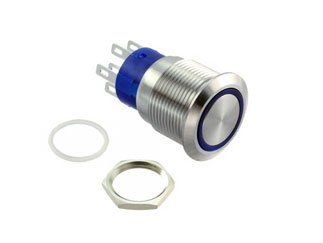 E-SWITCH ULV4F2GSS341 ULV4 Series SPDT 3 A 250 V On-On BLUE LED Anti-Vandal Pushbutton Switch - 1 items