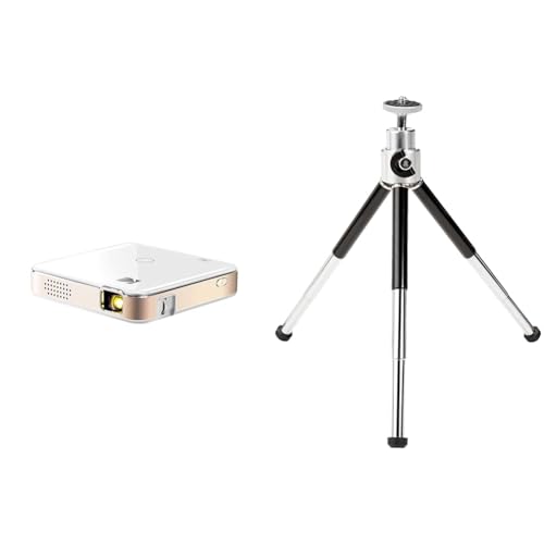 KODAK Luma 150 Pocket Projector - Projecteur de Film Portable avec Haut-Parleur intégré Écran de 150 '- HDMI Actif, USB & Amazon Basics Mini trépied Ultra léger Hauteur réglable Pieds en Caoutchouc