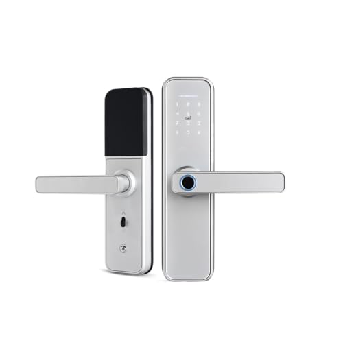 Serrure connectée X5 WiFi argent avec empreinte biométrique, code et lecteur RFID - 2