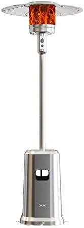 Patio Heater, EAST OAK 50,000 BTU Stainless Steel Outdoor Patio Heater With Table Design, Triple Protection System, Wheels, Propane Patio Heaters for Commercial and Residential
