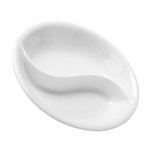 SOIMISS Piatto Per Salsa Diviso in Ceramica Bianca 3,5 Resistente a Tavola Per Condimenti, Antipasti e Cucina Familiare Versatile