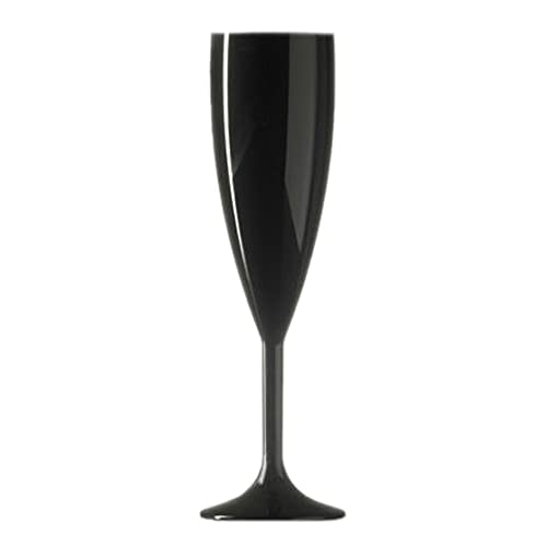 We Can Source It Ltd - Black Polycarbonate Champagne Flutes – Virtually Unbreakable Drinkware for Parties, Weddings, Events and Celebrations – Durable, Elegant and Reusable Glasses - Pack of 12
