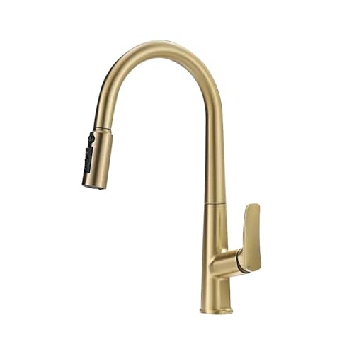 Robinet de cuisine double bec mitigeur extractible eau potable pure dore G9/16 - 2