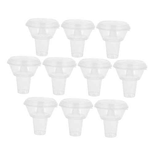 KOMBIUDA 10Sets Portable Snack and Drink Cup Holder Clear Drink Cup and Snack Bowl with Lid Convenient Food Bowl for Fries Drinks and Snacks for Parties