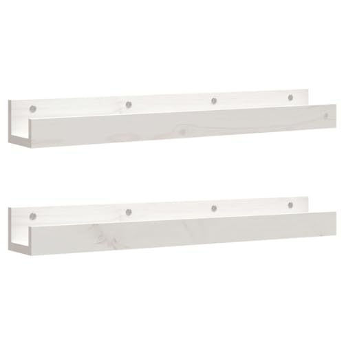 Solivagant Estantes de Pared 2 uds Madera Maciza de Pino Blanco 80x12x9 cm,Blanco,3.51kg