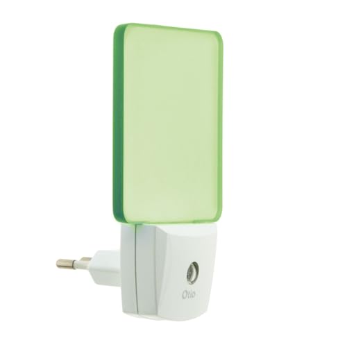Otio - Luce Notturna Crepuscolare Automatica - Verde - Intensità Luminosa SOFT - Automatico Notte/Giorno - Senza Lampadina - Presa Integrata - Ideale per Camera e Corridoio