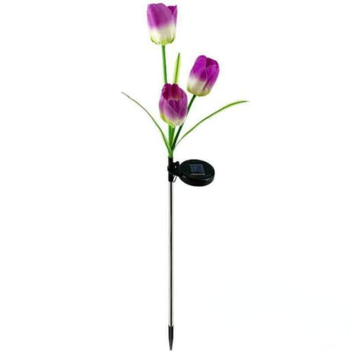 anso Lampe solaire LED imitation tulipe sur piquet pour décoration extérieure de jardin (violet)