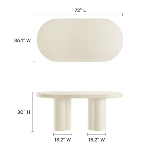 Image of Modway EEI-6764-WHI Caspian 72 inch Oval Concrete Dining Table, White