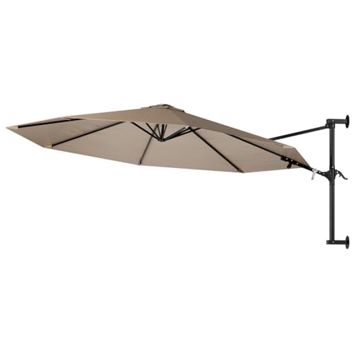 Bakaji Ombrellone A Muro Da Giardino Diametro 300 Cm, Parasole A Parete Con Struttura In Metallo, Gazebo Air Vent Da Esterni Con 8 Ribs E Copertura In Poliestere Waterproof Impermeabile (Ecru) - 6