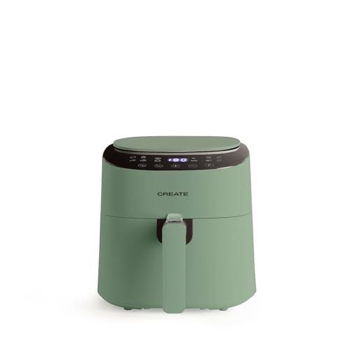 CREATE/FRYER AIR PRO COMPACT/Freidora de aire sin aceite 3,5 L Verde Sage / 8 Programas, Pantalla de visión angular, Sin aceites ni grasas, Sistema circulacion de aire 360º, 1300W