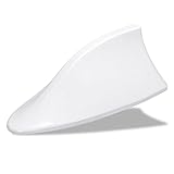 Bncxdc Antena de aleta de tiburón para automóvil, antena universal para automóvil, antena de radio en blanco sin perforaciones hecha de pintura ABS señal mejorada, resistente al agua y al polvo blanco