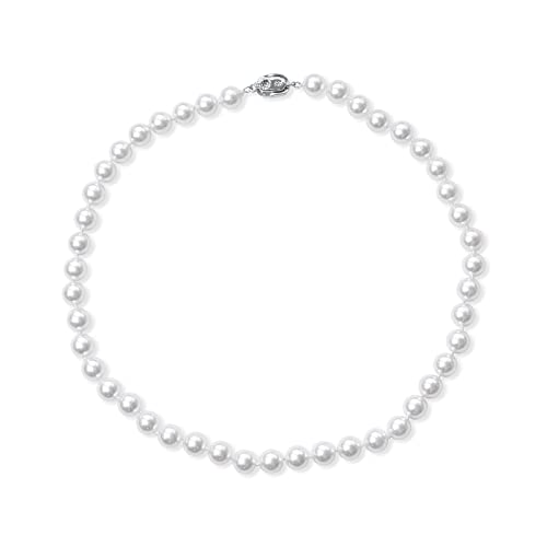 INFUSEU Collier De Perles Pour Femme, 8 mm De Haute Qualité Blanc Perle De Culture D'Eau Douce Pendentif Coquillage Perles Bijoux Cover