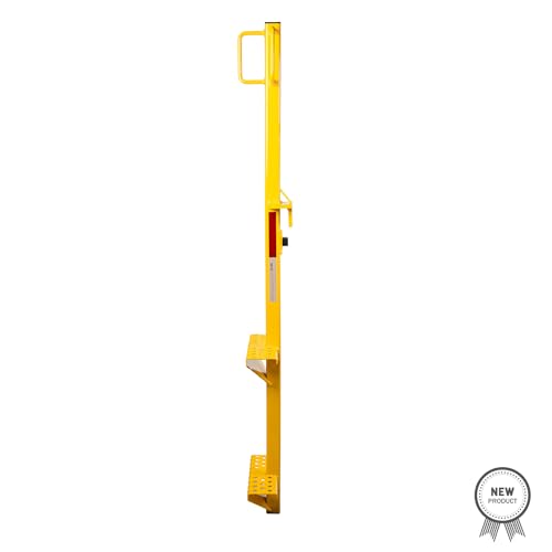 Image of RIGCRAFTOR - Heavy Duty 2-Step Aluminum Truck Tailgate Ladder - Non-Slip Surface with 3 Secure Contact Points - Quick, Stable Access for Flatbed Trailers - Foldable, Portable Truck Step - Yellow