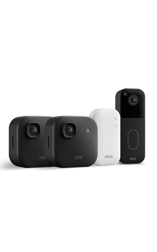 Videocamera esterna 2K+ Blink (ultimo modello) + Videocitofono supplementare Blink — videocamera di sicurezza smart senza fili, risoluzione video 2K, audio ottimizzato. Sistema da 2 videocamere, nero