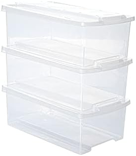 Conjunto de Caixas Organizadoras de Plástico Empilháveis, 3 Peças...