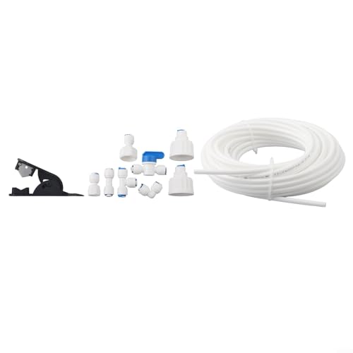 Kit de suministro de agua todo en uno de 15 m con tubos y conectores para instalaciones rápidas de refrigerador (15 m)