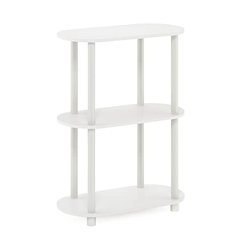Image of Furinno Turn-N-Tube No Tools 3-Tier Modern Oval Side Display Rack, White /Virgin White