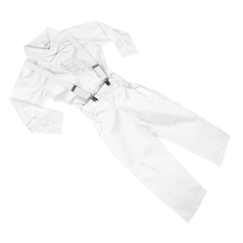 VALICLUD Conjunto De Vestido De Bautizo Infantil Traje De Caballero para Shower Traje De Niño con Pajarita Camisa De Vestir Tirantes y Pantalón para Bodas Fiestas y Eventos Formales Talla