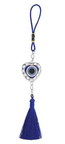 Image of Heart Evil Eye Silver Wall Hanging Evil Eye Wind Chimes for Home Decor Items for Living Room Entrance Balcony Garden for Positive Energy Protection Vastu