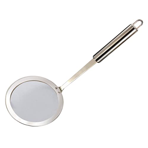 Hemobllo 1 pieza Colador de Inoxidable Espumadera para Fritos y Verduras Utensilio de Cocina Ergonómico con Diseño para Colgar para Aceite Caliente y Agua Hirviendo