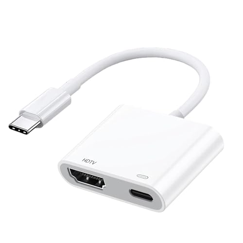 USB C to HDMI Adapter, 1080p 4K Converter With Charging 2-In-1 Type C To HDMI Converter With TV HDTV Monitor Projector Video Audio Sync Screen Cable for iPhone Mac Samsung Huawei HP