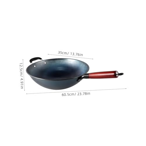 Wok de hierro con mango de madera antiadherente miniatura 2