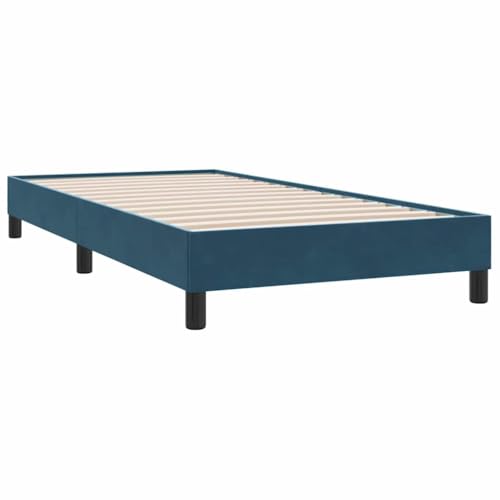 vidaXL Cama Box Spring sin colchón Terciopelo Azul Oscuro 100x210 cm, Cama, somier, Cama de Terciopelo, Muebles de Dormitorio, Cama Individual