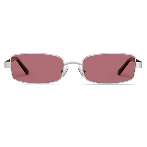 Image of VANLINKER Retro Rectangle Polarized Sunglasses for Women Men Small 90s Vintage Trendy Slim Narrow Rectangular Frame VL9684