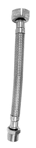 S&M 385018 – Latiguillo acero inoxidable 50 cms de longitud con conexiones macho 3/8” – hembra 3/8” | Ideal para cisternas de inodoros | Color gris, flexible, soporta 10 bares de presión y 70 °C
