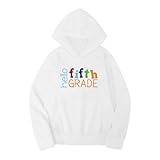 Enfants garçons filles automne hiver saison scolaire cinquième année lettre imprimée à manches longues sweat à capuche chaud et confortable hauts vêtements pour enfants Tunique Pour (White, 4-5 Years)