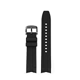 Generico Cinturino for orologio FKM da 21 mm compatibile con Longines Conquest Hydroconquest L3.781/L3.782/742 Bracciale uomo sportivo for immersioni in caucciù al fluoro(Black-Black)