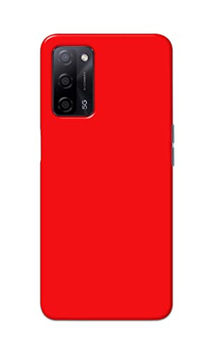 Image of Printed Hard Back Cover Case for Oppo A55 5G | Oppo A53s 5G | Oppo A54s Back Cover (Plain Red) -1803