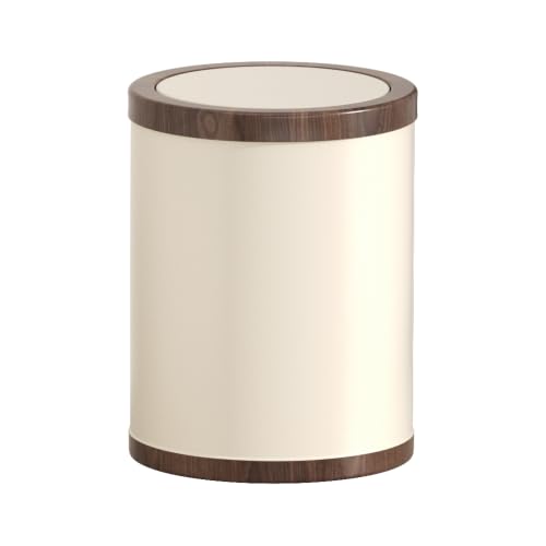Image of 2.3 Gal /2.6 Gal Metal Shake Lid Trash Can, Double Bucket for Bathroom, Living Room, Kitchen, Office (White Gold lid - 15L)
