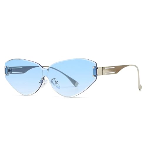Luxury Fashion Cat Eye Sunglasses Women Ladies One-Piece Sun Glasses Men Oversized Sunglassses Rimless Eyeglasses N472