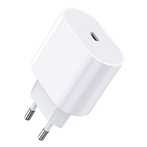 Cargador Carga Rápida para iPhone 20W Cargador USB C PD 3.0 Adaptador de Corriente Tipo C Compatible con iPhone SE 2022/13 12 11 Pro max/13 12 Mini /X/XS/XS MAX/XR/SE 2020/8/8 Plus iPad - Blanco Cover