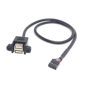 chenyang Câble 2 Ports USB 2.0 empilables Type A Femelle vers câble d’en-tête de Carte mère à 9 Broches 50 cm avec Trous pour vis de Panneau Cover