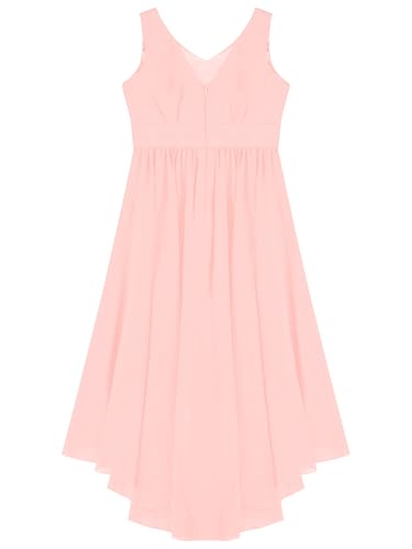 JEYPINMI Kids Girls Princess V Neck Birthday Party Dress High Low Hem Flower Girl Bridesmaid Dresses4