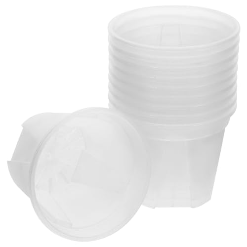 IWOWHERO De Macetas Transparentes con Agujeros De Drenaje para Hierbas Flores y Cactus Ideal para Cultivo En Interiores y Exteriores Diámetro Exterior 10cm Altura 8cm