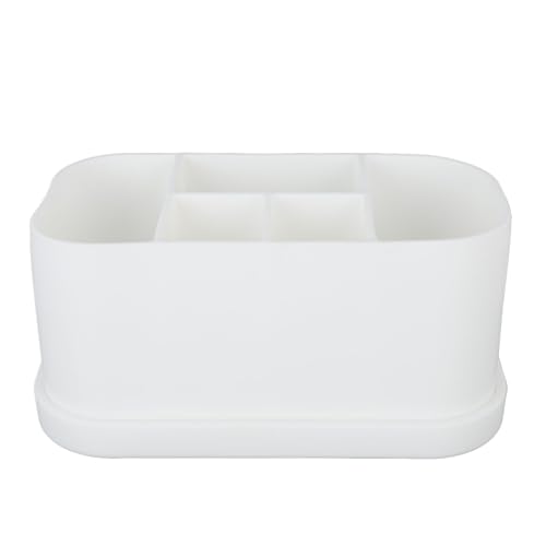 Porte-dentifrice et brosse à dents silicone blanc à ventouse 5 compartiments - 2